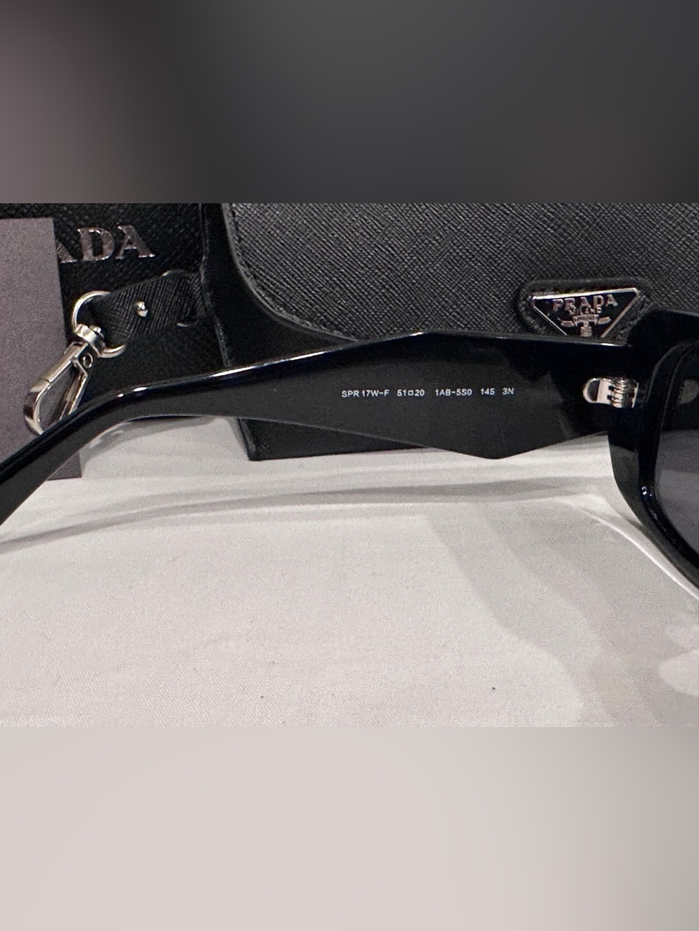 Brand New Prada Black Rectangular Acetate Sunglasses set / SPR 17W - Picture 10 of 11